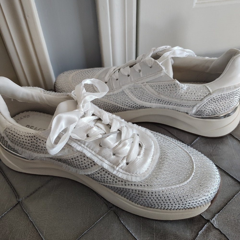 Reaction Kenneth Cole Take a Step White Sparkle Sneakers 9M - Picture 8 of 9
